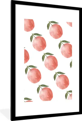 Produktbild von MuchoWow® Gerahmtes Poster Obst - Äpfel - Weiß 60x90 cm - Poster mit Schwarzem Bilderrahmen Wandposter Rahmen Foto Bilder - Dekoration - Wandposter Wohnzimmer - Hochwertig