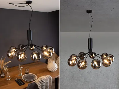 Productafbeelding van LUCE Design Neptun hanglamp, 9 lichtpunten, G9 fitting, rookglas, zwart