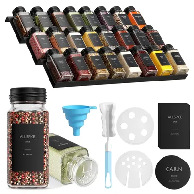 Image de Lot de pots à épices - Pot à épices/saupoudreuse - 120 ml - Conservation et dosage - Pour le sel et les épices - Lot A