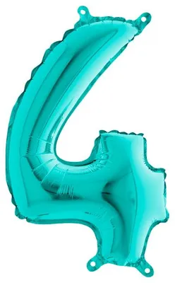 Obrázok produktu pre Obrovské číslo fóliový balón 40"/102 cm | Tiffany tyrkysové číslo: 4