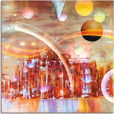 Produktbild von ARTland Leinwandbild Weltraumstadt 3000 Größe: 50x50 cm