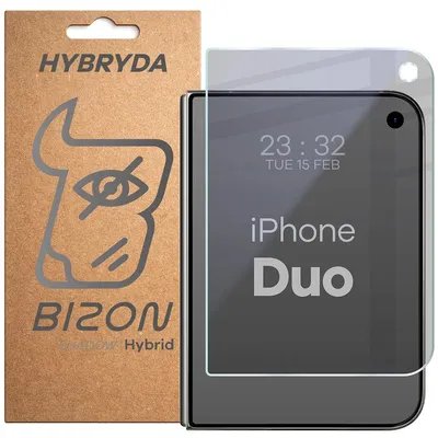 Produktbild von Hybridglas mit Privatschutzfilter für iPhone Duo, Bizon Hybrid Shadow, Matt