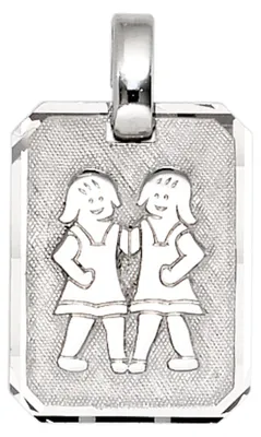 Produktbild von Anhänger Sternzeichen Zwilling aus 925 Silber teilmattiert Horoskop