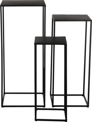 Produktbild von Mica Decorations Quinty Beistelltisch - 3er-Set - L30 x B30 x H70 cm - Metall - Schwarz