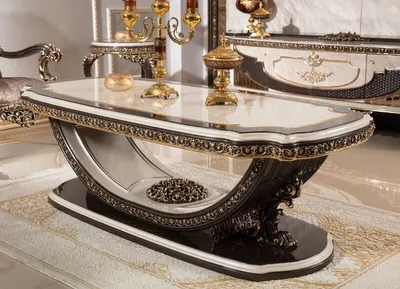Image de Casa Padrino Luxe Table basse baroque Crème / Marron foncé / Or 168 cm