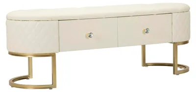 Produktbild von FURNLUX Ottomane Sharon Weiss 120cm / Hauptfarbe: Weiß / Abmessungen: 120 x 43 x 40 cm