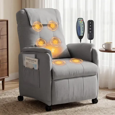 Produktbild von Elektrisch Massagesessel,Fernsehsessel Ruhesessel mit Massagefunktion, Wärmefunktion, 4 Rädern,Hellgrau