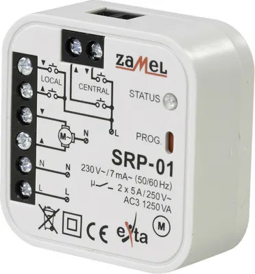 Zdjęcie produktu dla Sterownik rolet dopuszkowy przewodowy 5A AC-3 230V 0-2min SRP-01 EXT10000126