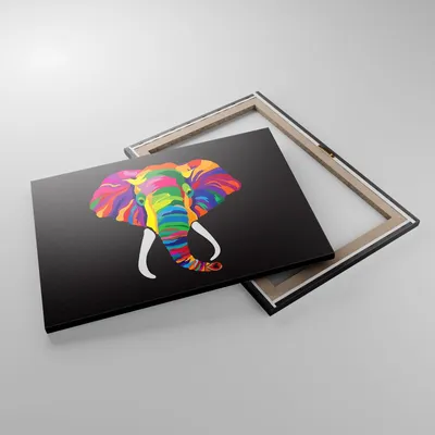 Produktbild von Bild auf Leinwand - Leinwandbild - Elefant spaß bunt tier - 70x50cm - Wand Bild - Wanddeko - Leinwanddruck - Bilder - Kunstdruck - Wanddekoration - Leinwand bilder - Wandkunst - AA70x50-2928