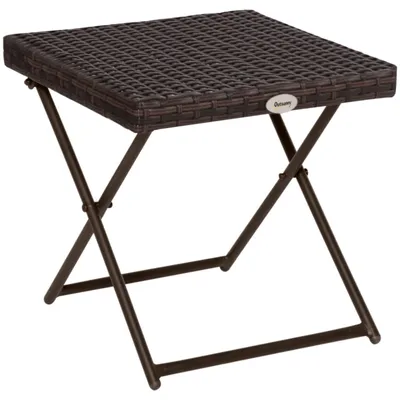 Produktbild von Gartentisch Beistelltisch klappbar Kaffeetisch Couchtisch Tablett Balkontisch Sofatisch Teetisch Gartenmöbel Rattantisch für Terrasse,40x40x40cm