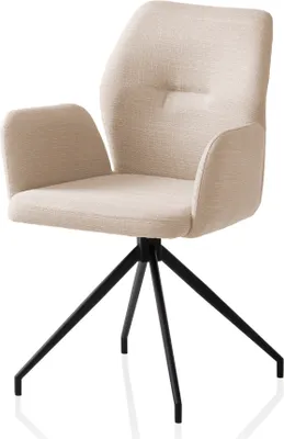 Produktbild von SalesFever Armlehnstuhl | 180° Drehfunktion | Bezug in Strukturstoff | Gestell Metall | B 59 x T 58 x H 88 cm | beige – schwarz