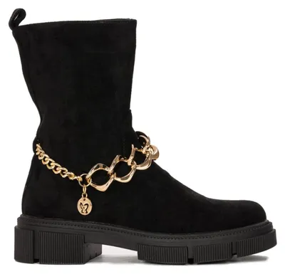 Produktbild von Schwarze Schuhe mit rundem Zeh, warmem Fleece, 4,5 cm Absatz und 2,5 cm Plateau