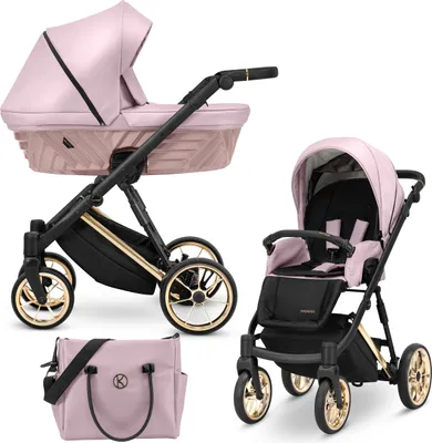 Produktbild von Kunert IVENTO PREMIUM 2in1 Kinderwagen in Rosa mit Goldrahmen