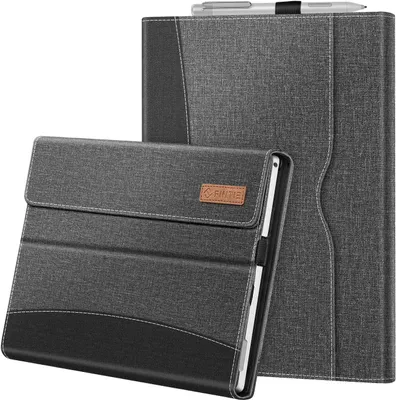 Produktbild von Fintie Hülle für Microsoft Surface Pro 7+ / Pro 7 / Pro 6 / Pro 5 / Pro 4 / Pro 3 - Multi-Sichtwinkel Kunstleder Tasche Schutzhülle mit Dokumentschlitze, Type Cover kompatibel, Grau