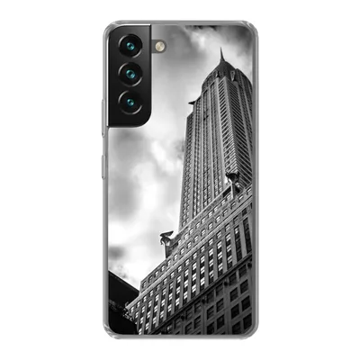 Produktbild von MuchoWow® Handyhülle Schutzhülle Hülle für Samsung Galaxy S22 Plus Chrysler Building in New York von unten nach oben in Schwarz-Weiß Silikon Softcase Handy Hülle - Schutzabdeckung