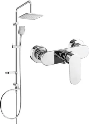 Image de Mexen Sven ensemble de douche apparent avec pomme de douche et mitigeur Milo, chrome - 71340262-00