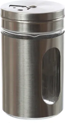 Produktbild von Gewürzstreuer - Edelstahl - Sichtfenster - 3 Streumöglichkeiten - D: 5cm - H: 8cm