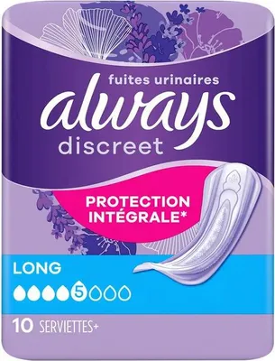 Image de Always Discreet Serviettes Long - 8 paquets de 10 protections