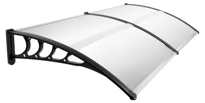 Image de Abri de forme arrondie - 200x90x24 cm - Polycarbonate - Transparent - Pour porte d'entrée et balcon