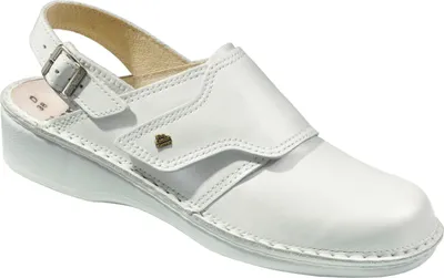 Produktbild von Finn Comfort Assuan Clog, Nappa (Glattleder), weiss, Klettverschluss und Fersenriemen 2525-001000 42