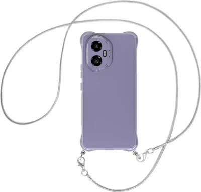 Produktbild von Handykette Backcover-Schutzhülle mit Band (Metall silberfarben) für Honor 300 5G - silberfarbene Snake-Kette