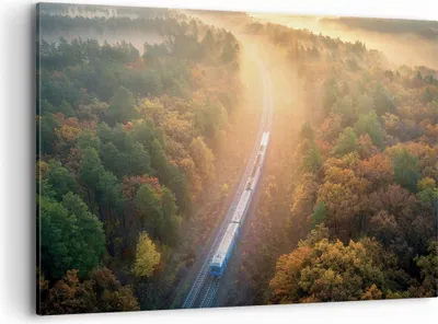 Produktbild von Bild auf Leinwand - Leinwandbild - Einteilig - Bahn Herbst So - 100x70cm - Wand Bild - Wanddeko - Wandbilder - Leinwanddruck - Bilder - Wanddekoration - Leinwand bilder - Wandbild - AA100x70-4632