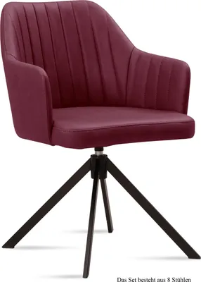 Produktbild von Armlehnstuhl drehbar (8er-Set) Dennie 58x81x60 Schwarz/Marsala