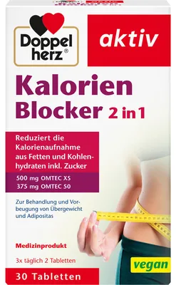 Obrázok produktu pre Double heart active calorie blocker 2 v 1 tablety pri nadváhe a obezite, 30 tabliet