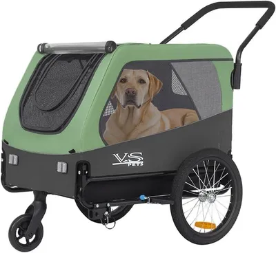 Produktbild von Pets L Hundeanhänger & Jogger 2-in-1 Hundebuggy, Fahrradanhänger Klappbar,groß ca. 250 Liter Volumen, für Hunde bis 35kg