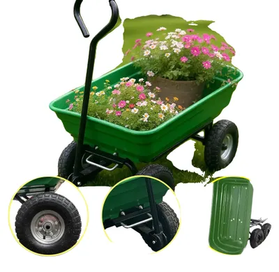 Obrázok produktu pre Záhradný vozík, odolná konštrukcia, vylepšená stabilita, zelená farba