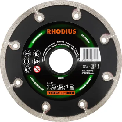 Produktbild von Rhodius Diamanttrennscheibe LD1 Fliesen Ø 115 mm Bohrung 22,23 mm