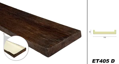 Produktbild von DECO WOOD Dekobrett modern aus Polyurethane, 2m Länge, PolyurethanBrett Holzoptik (dunkelbraun - 190x35mm) Innendeko Zierelement