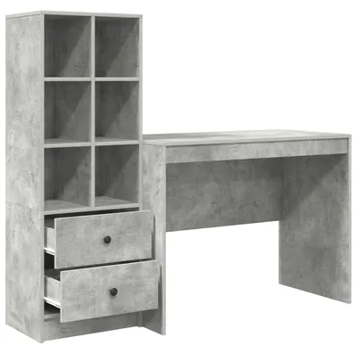 Produktbild von Schreibtisch mit Schubladen 2 pcs Beton Grau