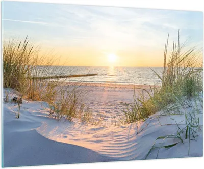Produktbild von Bilder auf glas - Düne Strand Meer - 100x70cm - Glasbilder - Wandbilder - Kunstdruck - zum Aufhängen bereit - Wanddekoration aus Glas - Glas Bilder - Wandbild auf Glas - Einteilig - GAA100x70-3989