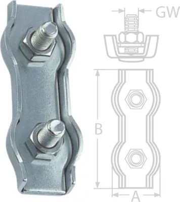 Produktbild von Duplex Drahtseilklemme M5 Seil Ø 5mm, Edelstahl