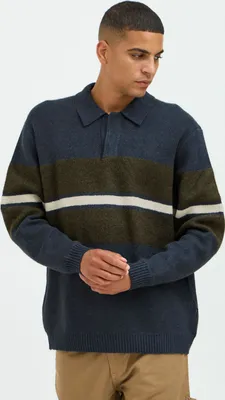 Produktbild von Blend BHPullover Herren Strickpullover Feinstrick Pullover mit Umlegekragen Rippbündchen Regular fit