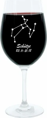 Immagine prodotto di Leonardo Weinglas 400 ml, Motivglas, Sternbild Schütze, Geschenk, Stimmungsglas mit Gravur, Moodglas, 22 cm