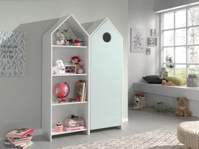 Image de CASAMI Set 2 pcs. composé de : Armoire à étagères, armoire à 1 porte avec façade en menthe