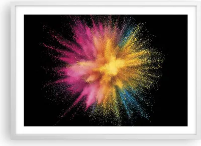 Produktbild von Gerahmtes Poster - Weißer Rahmen - Bunt Staub Explosion - 70x50 cm - Wand Bild - Wanddeko - Wandbilder - Kunstposter - Wandposter - Bilderrahmen - Bilder - Kunstdruck - P2WAA70x50-4529
