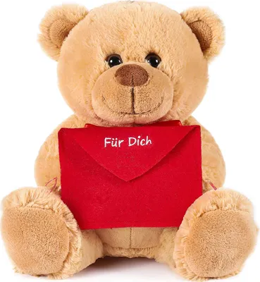 Immagine prodotto di Brubaker Orsacchiotto di peluche con busta rossa - Per te - 25 cm - Orsacchiotto di peluche - marrone chiaro