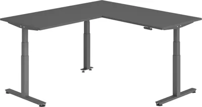 Produktbild von bümö Eckschreibtisch elektrisch höhenverstellbar L-Form - Nachbildung: Graphit, Gestell: Graphit, Größe: Eckschreibtisch 180 x 200 cm