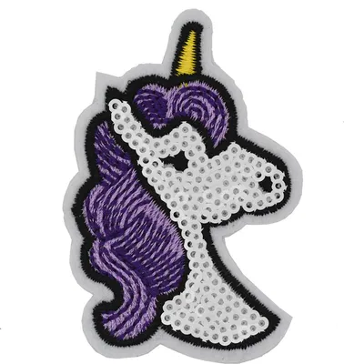 2 Pailletten Aufbügler Einhorn 50x70mm weiß