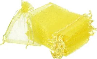 Image de Sachets en organza 8 x 11 cm pour cadeaux et bijoux, jaunes, 100 pièces