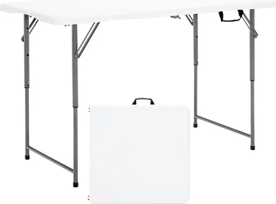 Produktbild von GOPLUS Klappbarer Campingtisch, Gartenklapptisch aus Eisenrohr & HDPE mit Griff, 3-Fach höhenverstellbarer Klapptisch geeignet als Eßtisch, Aktivitätstisch und Spieltisch (Picknicktisch)