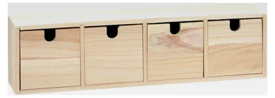 Produktbild von Schubladenschrank aus Holz, Beige, 44 x 10 x 15 cm