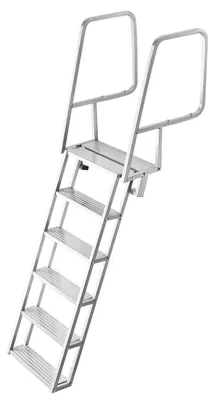 Obrázok produktu pre SucceBuy Skladací rebrík na mólo s 6 protisklzovými schodíkmi, širokými nášľapmi a madlom, nosnosť až 159 kg, rebrík do bazéna z hliníkovej zliatiny, ideálny na móla, do bazénov, na jazerá a na jachty, strieborný