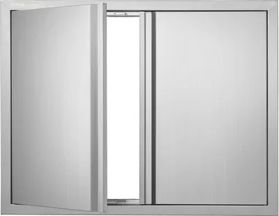 Productafbeelding van Grilldeur, 787 x 609 mm, Dubbele buitendeur voor de keuken, Ingebouwde roestvstalen deur, Verticale wanddeur met inspringbare handgrepen, geschikt voor grill-eiland, grillstation, buitenschuif