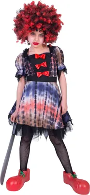 Produktbild von Gruseliges Clownkostüm für Mädchen 6-8 Jahre (116 cm)