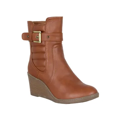 Produktbild von LOVENESS, Damen Keilabsatzstiefel Stiefeletten leicht gefuetterte Stiefel Boots, Farbe braun, EU 39
