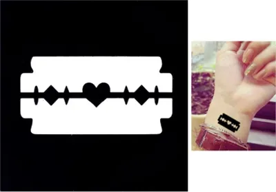 Produktbild von Henna Tattoo Schablone Airbrush Stencil Selbstklebend Rasierklinge Herz